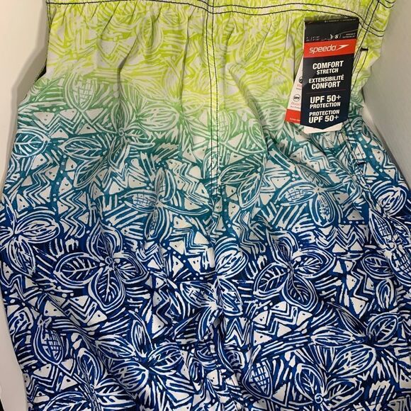 Speedo Swim Small Blue Green Comfort Stretch Water Repellent Mens Swim Trunks - Picture 8 of 10